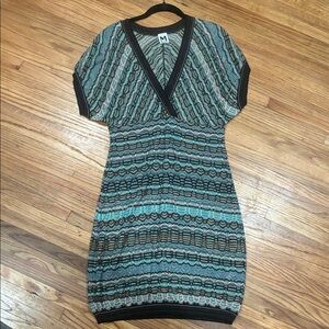 Missoni Teal and Brown Patterned Mini Dress